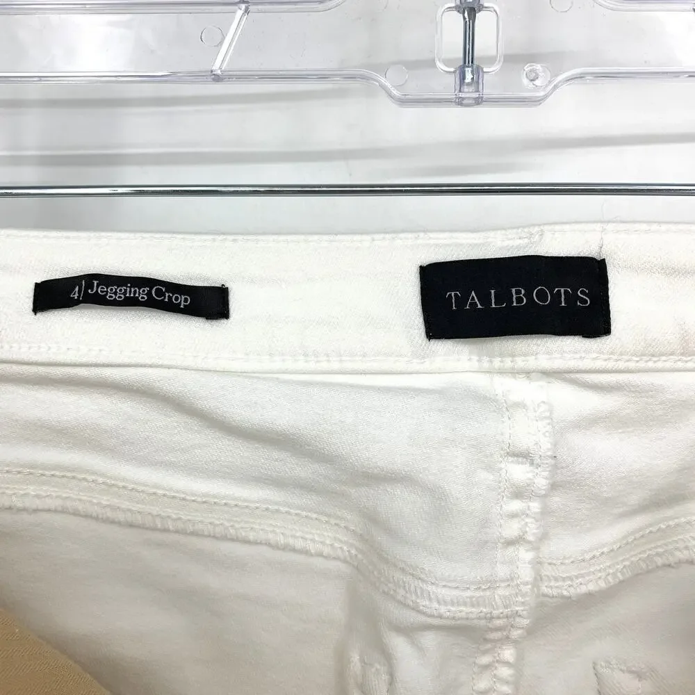 Talbots Jegging Crop Jans Womens Size 4 White Stretch Tapered Leg